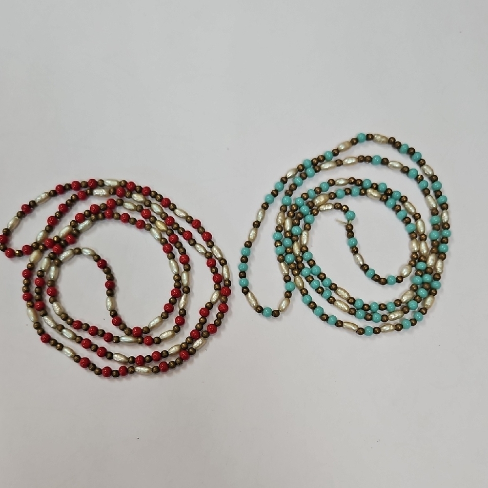 Beaded Necklace Set - Red and Turquoise